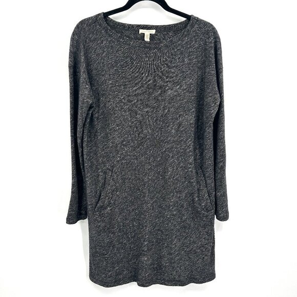 EILEEN FISHER *FLAWED* Heather Gray Organic Cotton Virgin Wool Shirt Dress Small - Picture 1 of 7